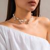 Niche Vintage Beaded Collarbone Chain Baroque Faux Pearl Necklace For Women