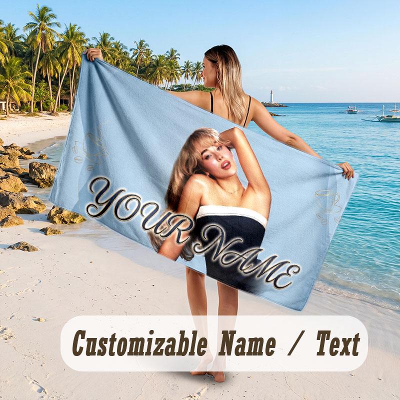 Custom Name Large Beach Towel,Sabrina Carpenter Quick Absorbent Towel For Outdoor Travel Poolside
