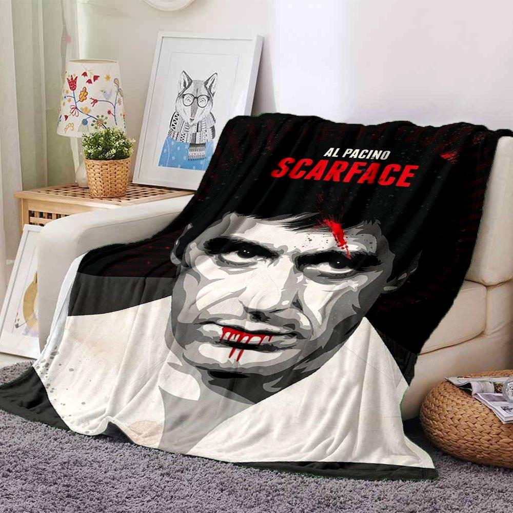 1pc Scarface-Inspired Flannel Blanket - Soft Cozy All-Season Throw for Bedroom, Sofa, Camping, Travel - Perfect Gift for Movie FansB89