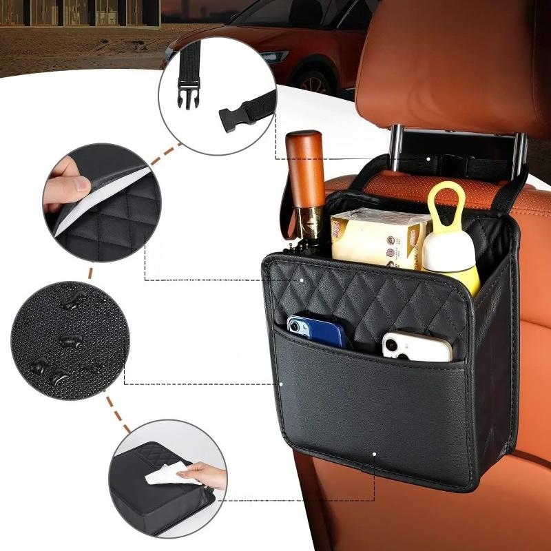Multi function PU Leather Car Seat Back Storage Bag for Renault Clio Laguna Megane Duster Tissue Cup Holder Garbage Pocket