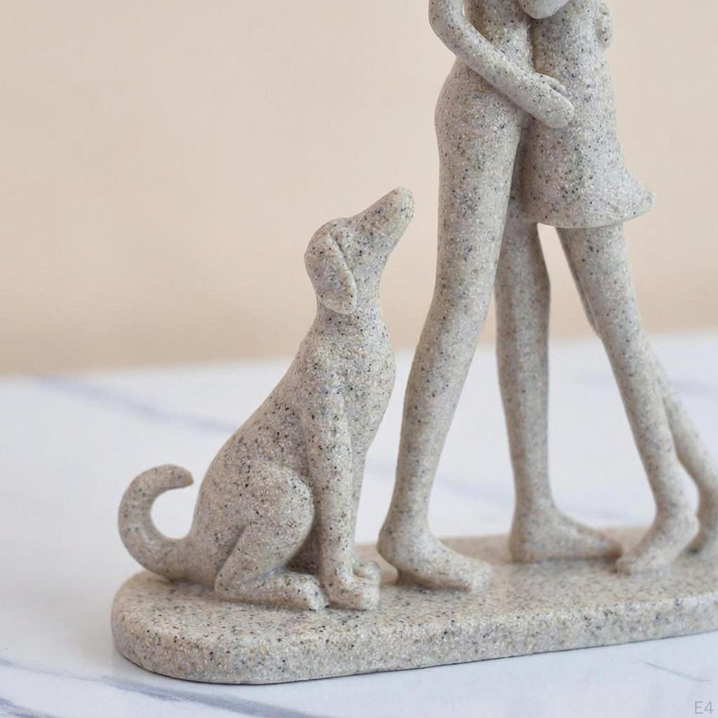 Paar und Hund Skulptur Statue Sammlung Moderne Familienfiguren Heimdeko für Bücherregal Geschenk