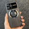 Wood Grain Large Window Magnetic for Magsafe Wireless Charge Case For iPhone 16 15 14 13 11 12 Pro Max Camera Protection Cover