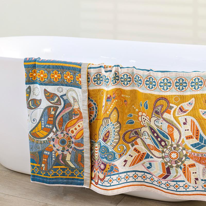 80x160cm Badetuch aus Baumwollgarn Gelb Reine Baumwolle Wasserabsorbierendes Schnelltrocknendes Badetuch Strand Großes Handtuch