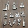 20pcs Antique Silver Color Women'S Daily Necessities Charms Evening Dress Bags High Heel Perfume Lipstick Charms