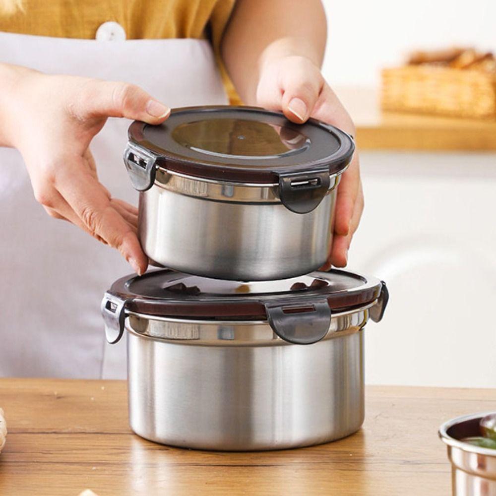 

3Pcs/Set Reusable Lunch Box Stainless Steel Food Container Multifunctional Crisper Worker чорний