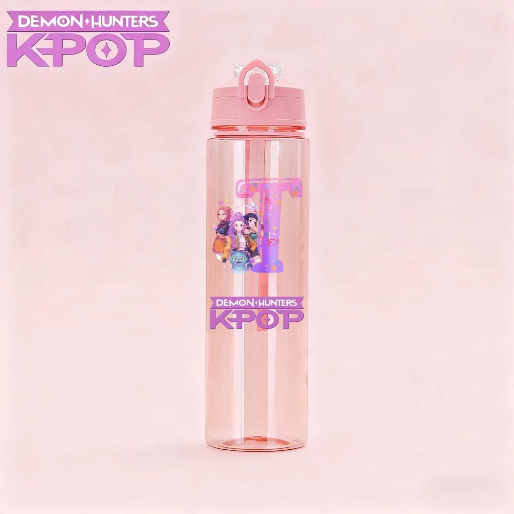 Demon Hunters Letters A-Z Rumi Mira Zoey Water Cup Large Capacity Drinking Sports Bottle Kids Gift 800ML KPOP HUNTR/X Kid Friendly Entertaining Fun