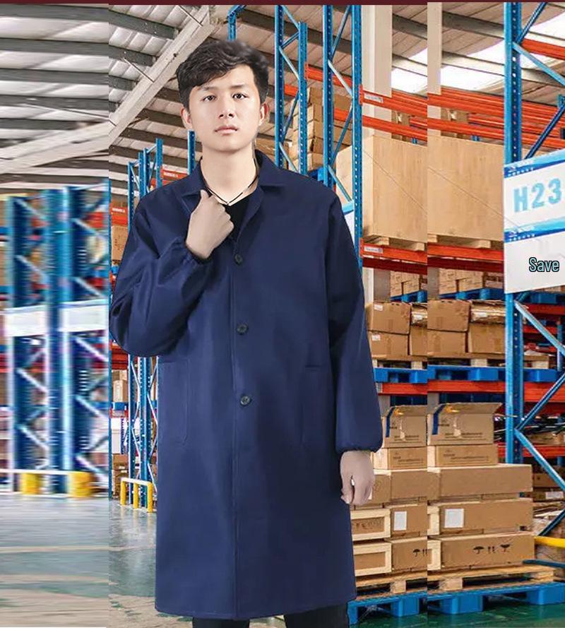 Unisex Dustproof Blue Workwear Robe with Printing & Embroidery