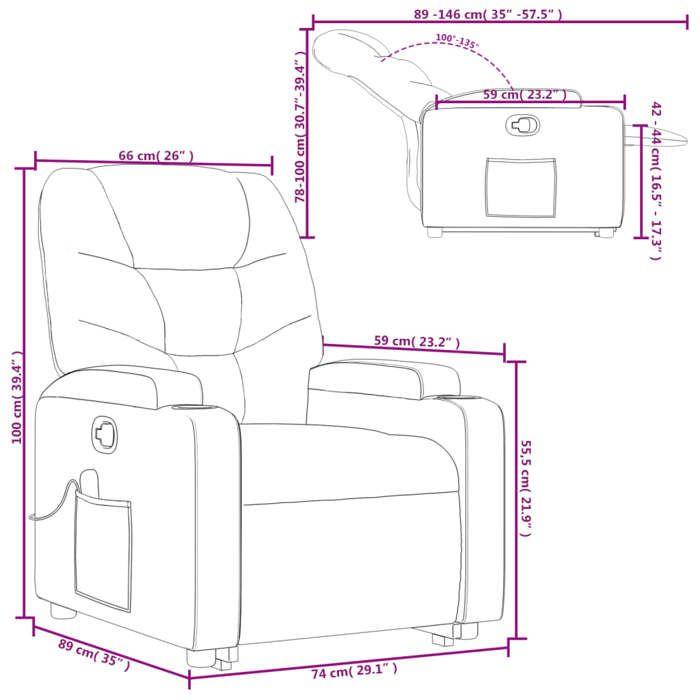 VidaXL Reclining Massage Armchair, Relaxation Chair with Adjustable Backrest and Footrest, Living Room Seat 3204667