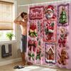 1Pc Imitation Relief Splicing Christmas Print Waterproof Shower Curtain Partition Privacy Hanging Curtain 12 Hooks Multiple Size