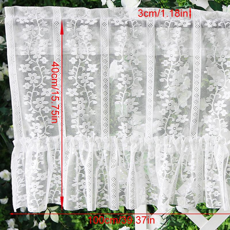 1Pc Short Curtains Window Wine Cabinet Door Polyester French Style Lace Kitchen Small Valance Jacquard Half Tulle Ruffle Curtain