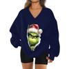 Women's Loose And Comfortable Letter V-neck Sportswear Long-sleeved Sweatshirt Daily Matching Clothes