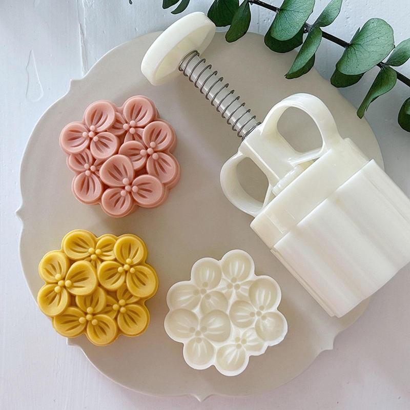 Plastic Mooncake Molds DIY Mooncake Stamps Osmanthus Shaped Baking Moulds Pastry Gadgets 3 Sizes for Mid-Autumn Festival