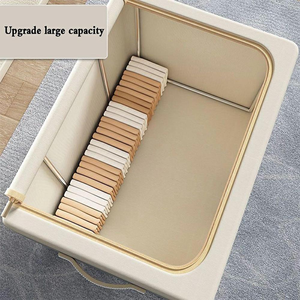 

Oxford Fabric Storage Box 24L Foldable Steel Frame Transparent Window For Home Organization Beige