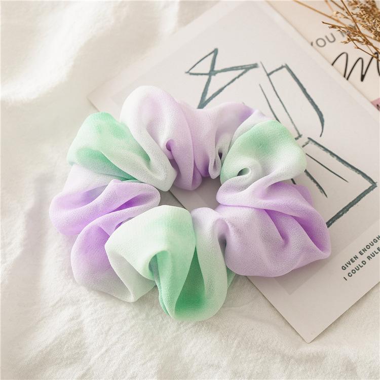 

Tie-dye Gradient Scrunchies Aesthetic Hair Tie for Women Casual Weekend Look Hair Accessory Purple Green A