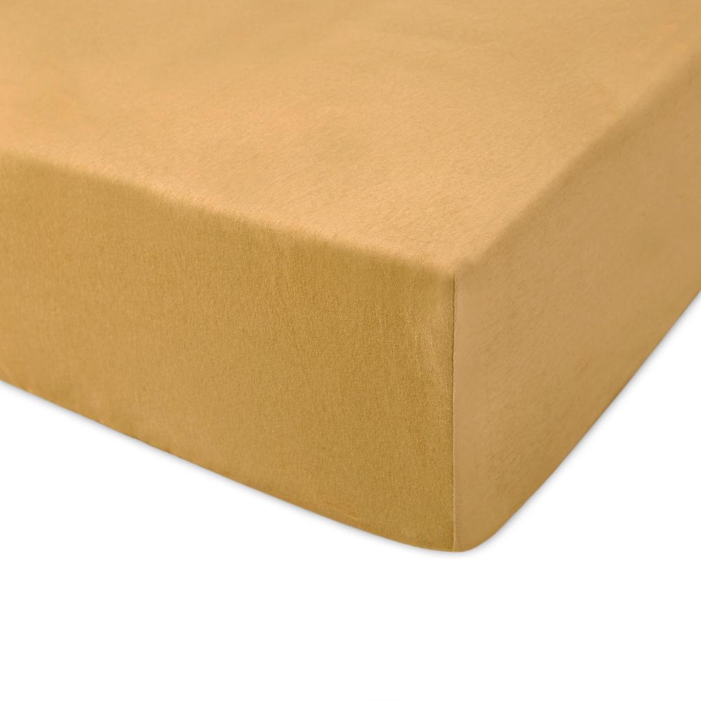 Fitted Sheet 90x200 Elastic JERSEY 100% COTTON Dark Yellow