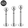G23 Titanium Internally Threaded T-Bar Labret Stud (Pure Titanium Body Piercing Jewelry)