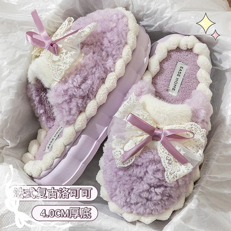 Cotton slippers women's winter new indoor home thick bottom non-slip warm plush slippers women