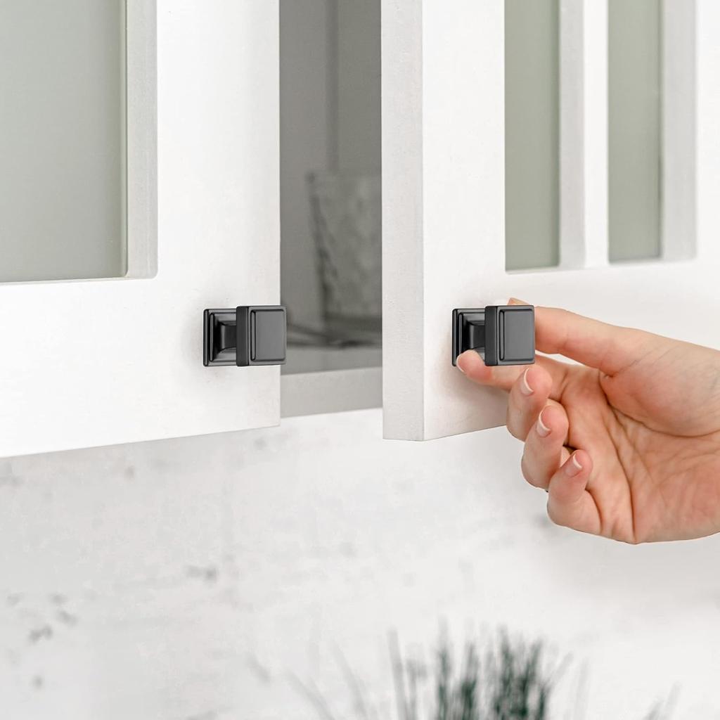 Home Expert Black Cabinet Knobs 10 Pack Matte Black Square Knobs and Drawer Pulls for Kitchen Cabinets and Closet Door