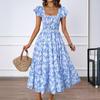 Summer Casual Square Neck Ruffle Sleeve Dress