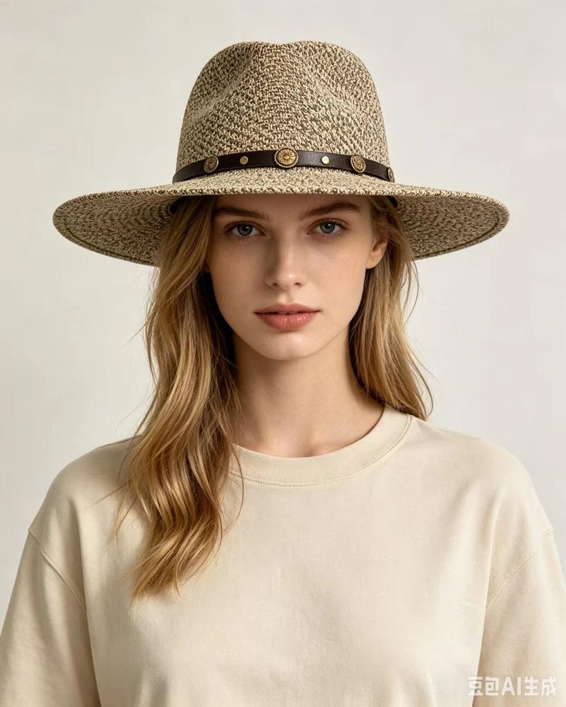 New western cowboy hat, black woolen jazz top hat, men's and women's ethnic style autumn and winter felt hat, self-operated