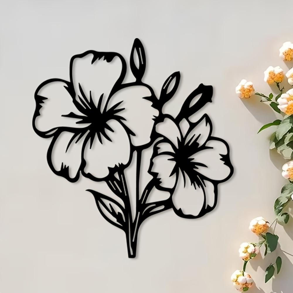 1pc Metal Wall Art Hibiscus Flower Decor for Living Room Indoor Outdoor Home Thanksgiving Birthday Party