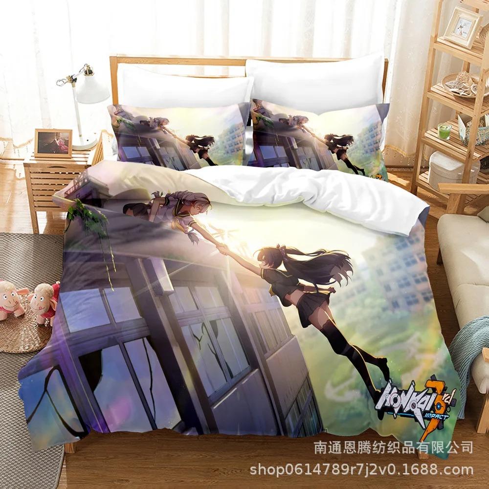 2014 Honkai Impact 3 Sängkläder Set Enkel Twin Full Queen King Size Kawaii Flicka Sängset Tonåring Sovrum Påslakanset 3D-tryck