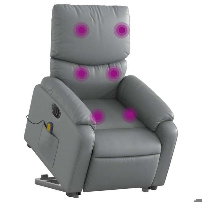 VidaXL Electric Massage Recliner Armchair Grey Faux Leather 3204910