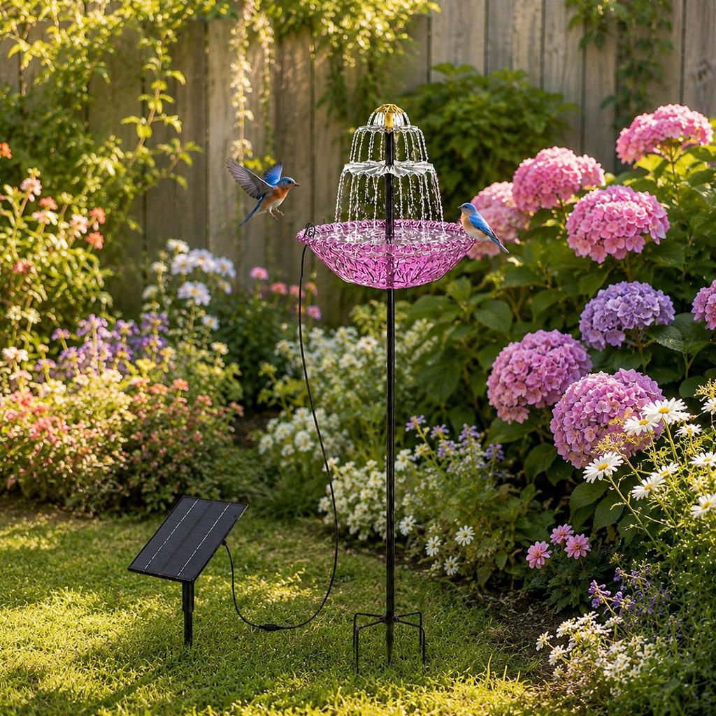 3-Tier Bird Bath with Bird Feeder for Outdoor Garden