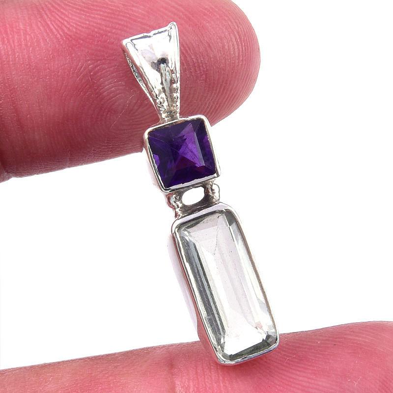 

Natural Green Amethyst, Amethyst 925 Solid Sterling Silver Pendant 1.25 Q2z30