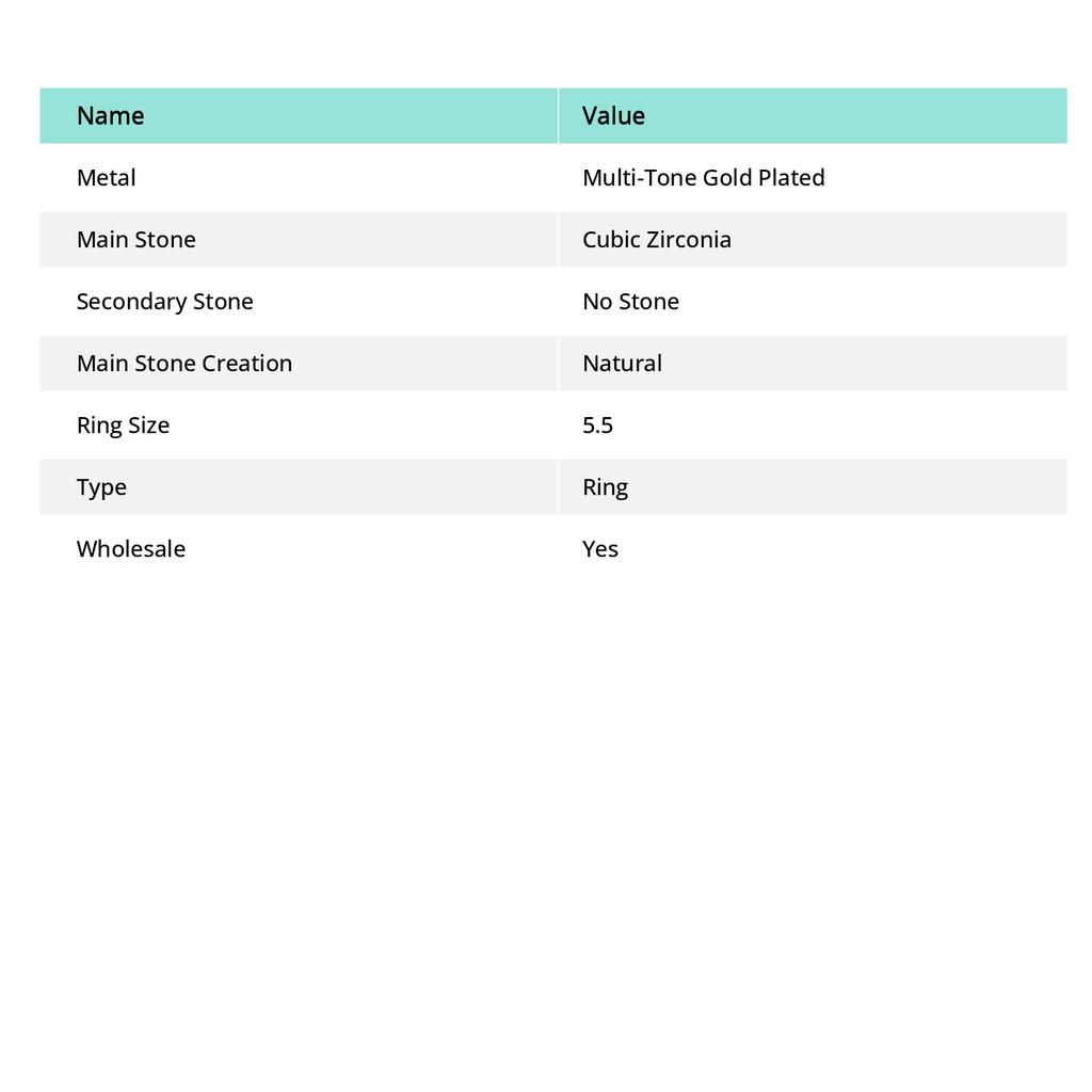 Anillo de Joyería Hecha a Mano con Circonita Cúbica Talla 5.5 O1A87