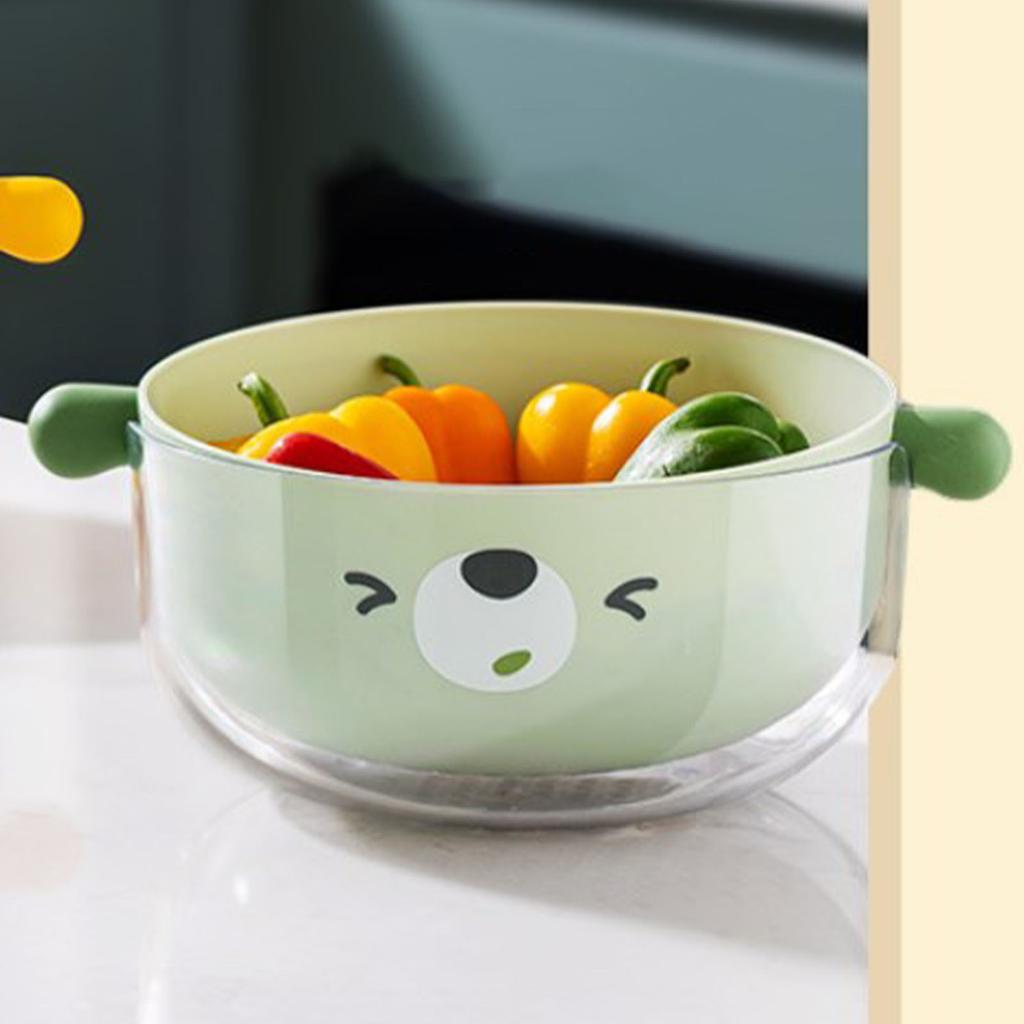 Double Layer Colander Bowl Set Large Capacity TPR Handle Fruit Vegetable Washing Bowl Strainer