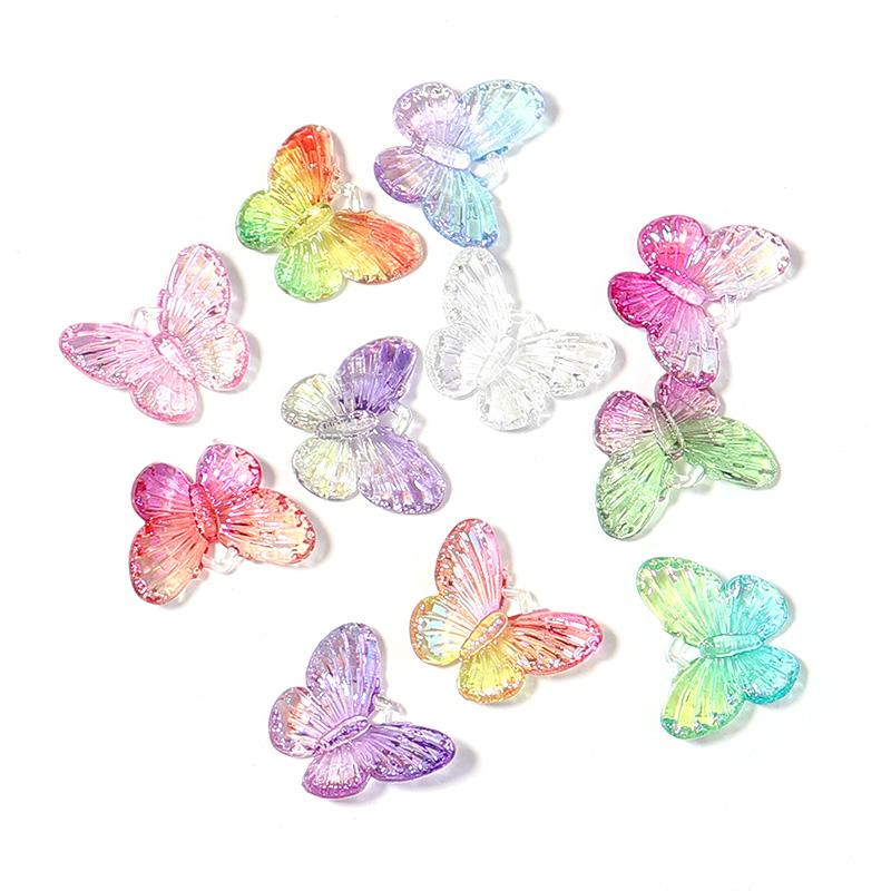 

10-40pcs/lot Acrylic Butterfly shaped Beads Glitter Colorful Loose Spacer Beads Decoration For DIY Necklace Earrings Accessories 18x24mm 20Pcs
