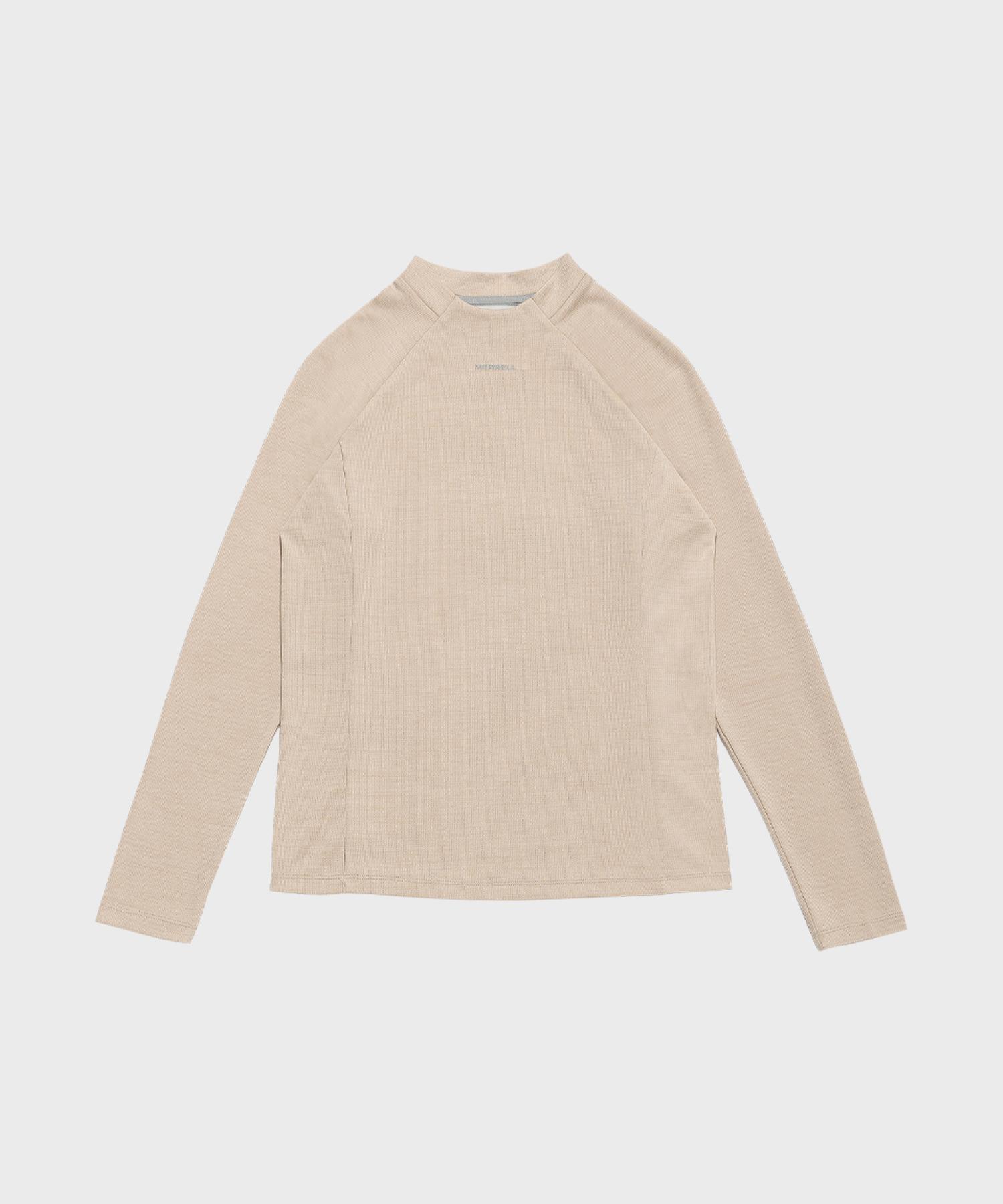 Merrell [Women] Hike Mock Neck Long Sleeve T-Shirt Light Beige Light Beige/95