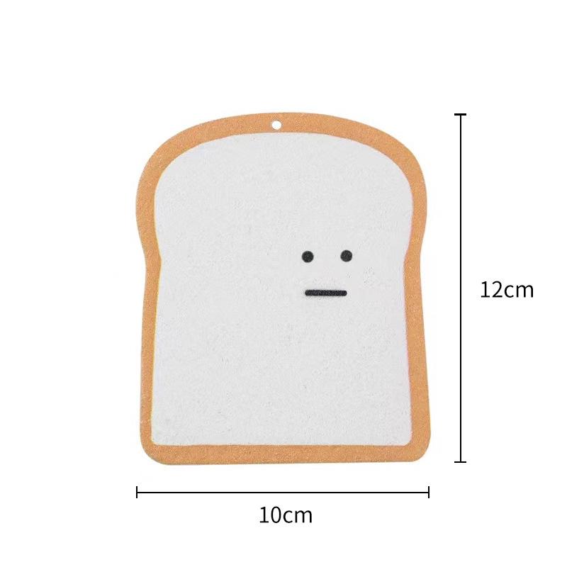 Cartoon Toast Compressed Wood Pulp Sponge Scrubber for Kitchen Cleaning
