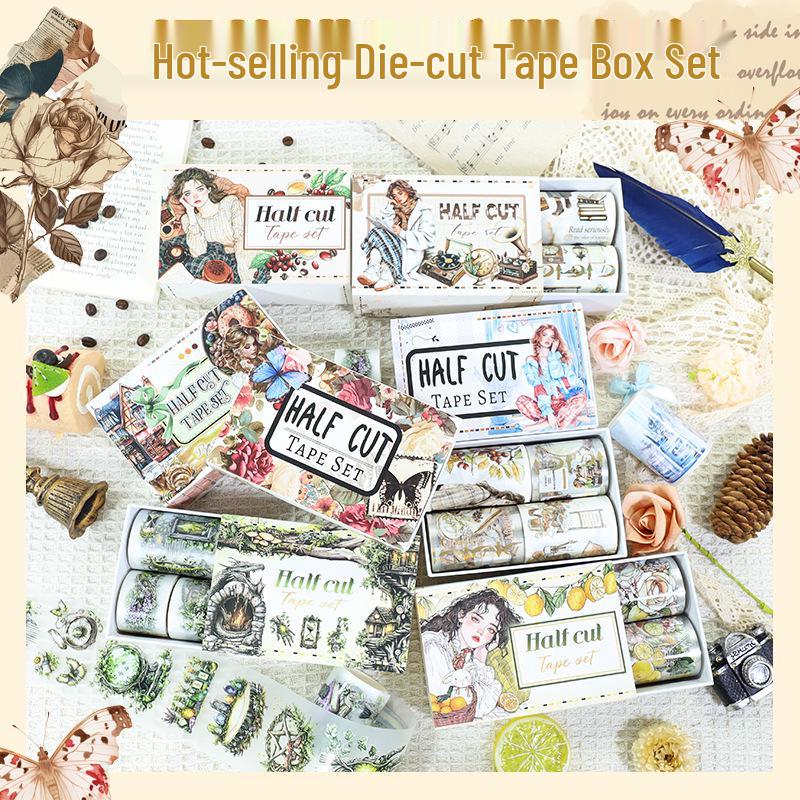 Cross-Border European & American Character Planner Stickers: Die-Cut PET Adhesive Tape Box