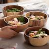 3Pcs/Set Salad Bowl Burr Free Easy To Clean Wooden Noodles Container with Spoon Fork Cutlery