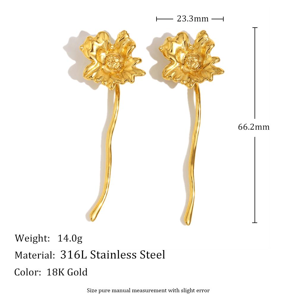 MamacitaSlay Creative 316L Stainless Steel Flower Earrings Party Waterproof Jewelry Women's Elegant High Quality Earrings Gift