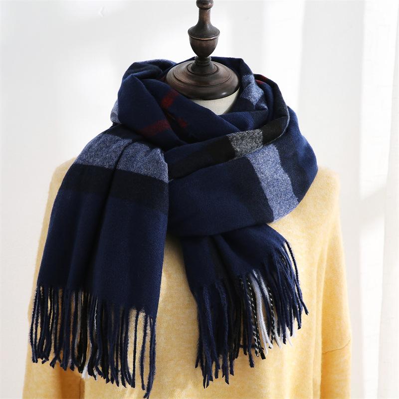 Plaid Scarf Women's 2025 Autumn and Winter Imitation Cashmere Scarf Medium Length Warm Scarf Shawl Sweet Scarf