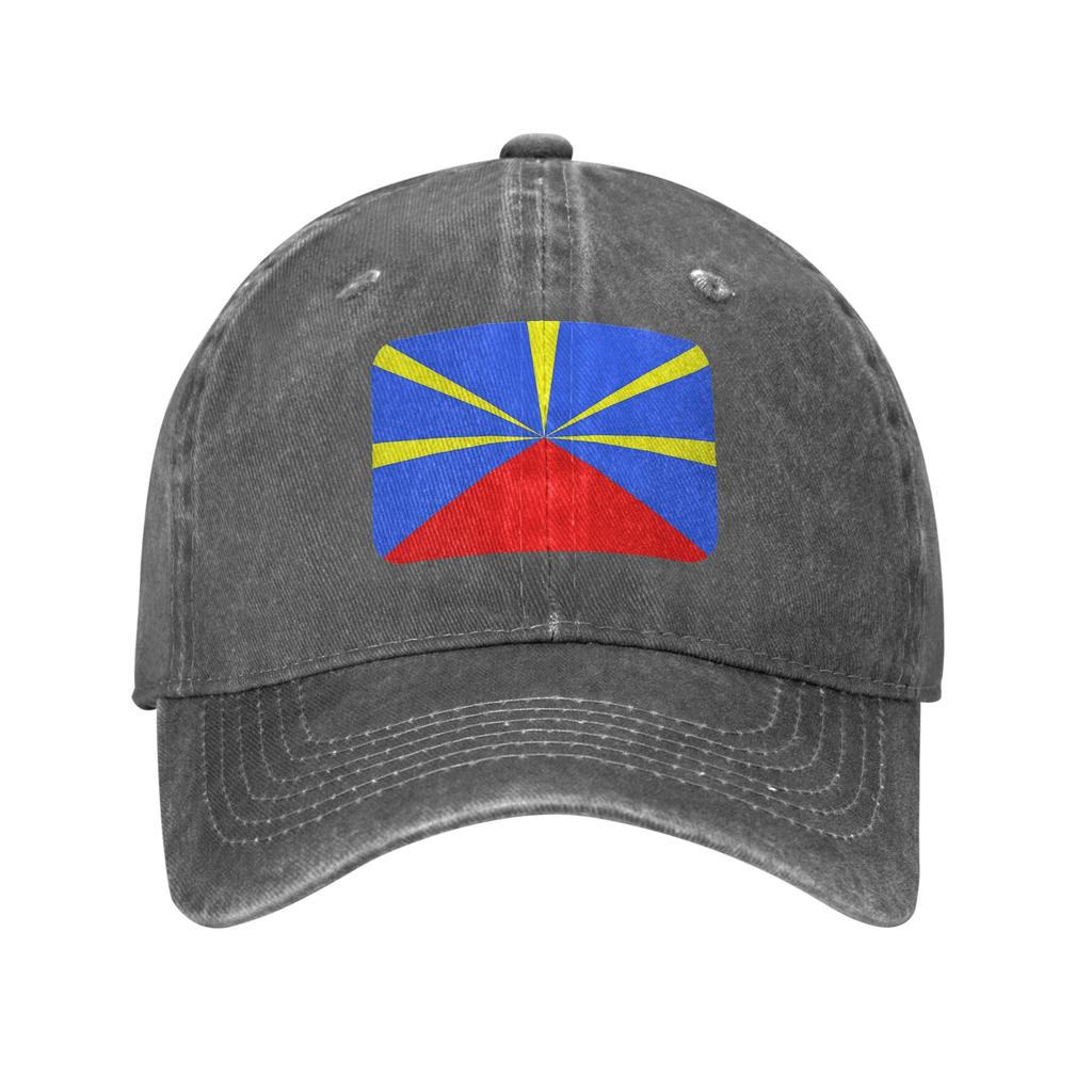 974 Reunion Island Flag Washed Denim Cap Casual Baseball Caps Adjustable Hat Summer Unisex Baseball Hats