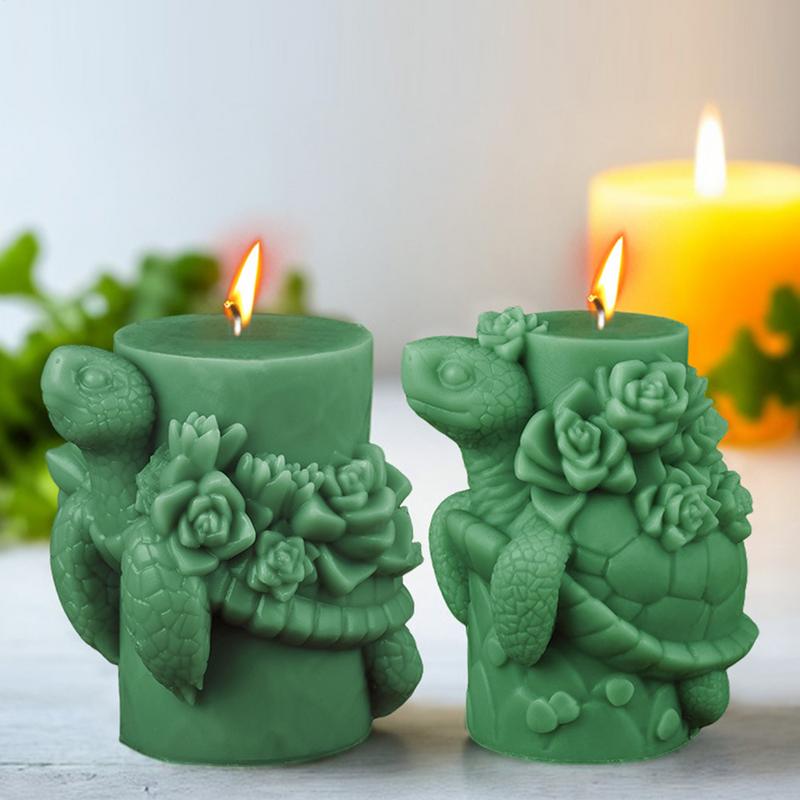 3D Candle Silicone Mold Succulent Turtle Diffuser Stone Ornament Resin Animal Moulds Cake Clay Making Crafts Accessories