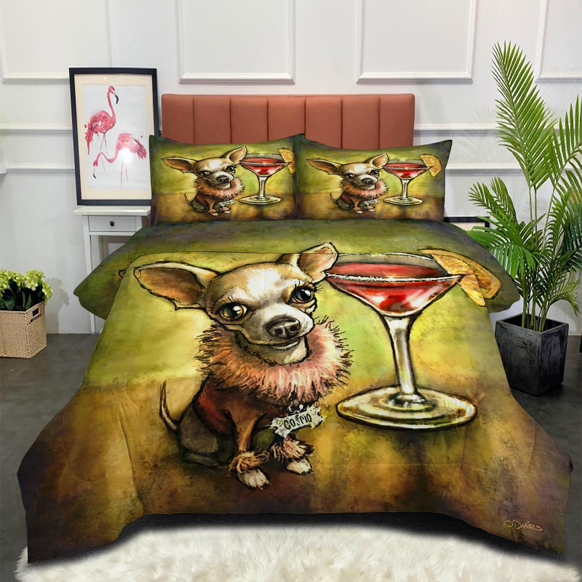 

Cute and Quirky Halloween Dog-themed Comforter Set with A Fluffy, Multi-colored Lining 140*200cm