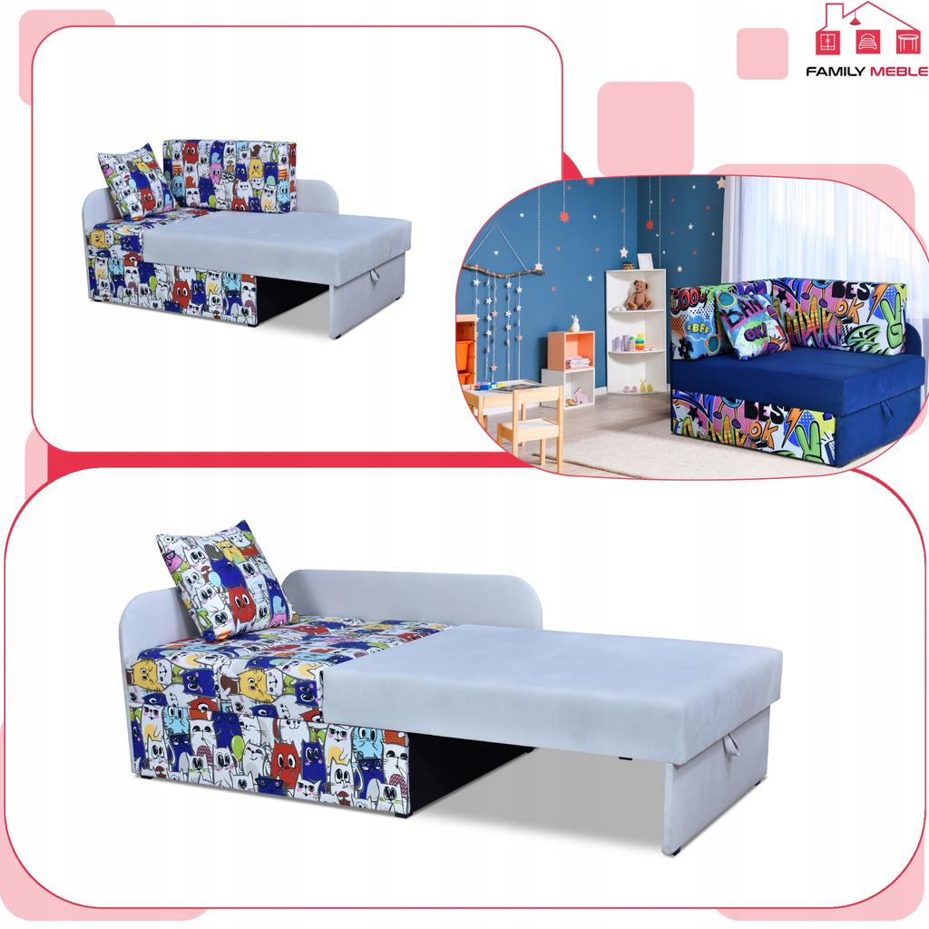 Children's Corner Sofa Bambino Extendable Container Bed Children's Mattress Kubuś