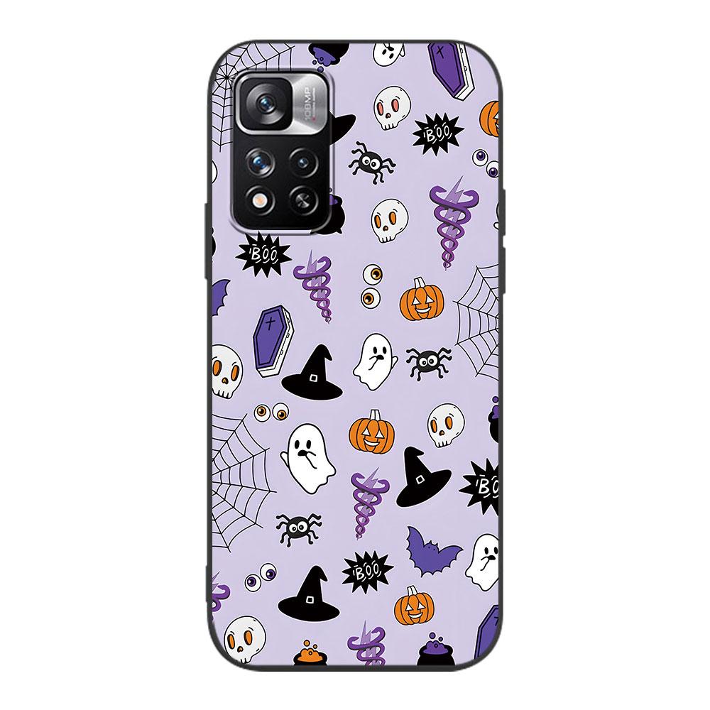 Hallowmas Cute Case for Xiaomi Redmi Note 11 10S 8T 10 12 Pro Plus 11T 8 9 11E 11S 5 Pro 9S 7 Soft TPU Black Phone Cover