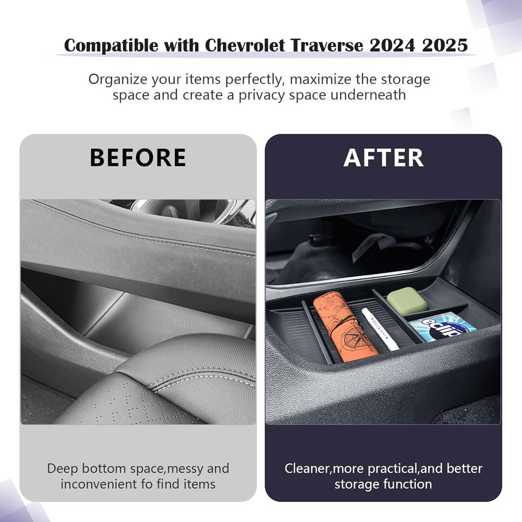 Center Console Lower Tray for 2025 2025 Chevrolet Traverse Floor Center Console Lower Organizer Storage Box Interior Accessories