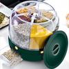Household Grains Storage Container with 6 Unit Convenient Dry Cereal Organizers Bucket Sealed Rotating Rice Dispenser
