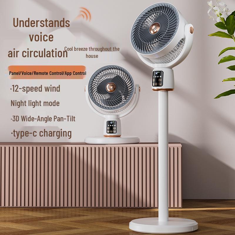 2026 USB Rechargeable Oscillating Floor Fan with LED for Indoor/Outdoor Use