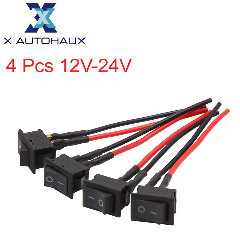 X Autohaux 4/5/10 Pcs Car Rocker Switch 12V-24V ON-OFF 2 Wires Rectangle Latching SPST ON-Off Snap Type Rocker Switches Relays