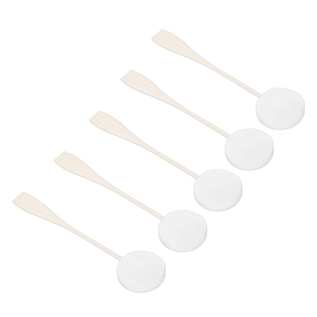 5pcs Lotion Applicator Long Handled Good Water Absorption Soft Powder Puff for Home Use White