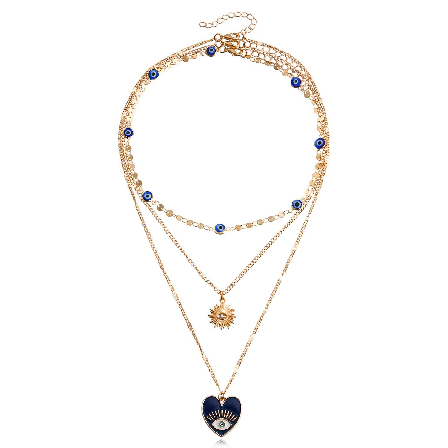 

European and American jewelry ins multi-layer devil s eye collarbone chain cold wind eye necklace female niche design sense