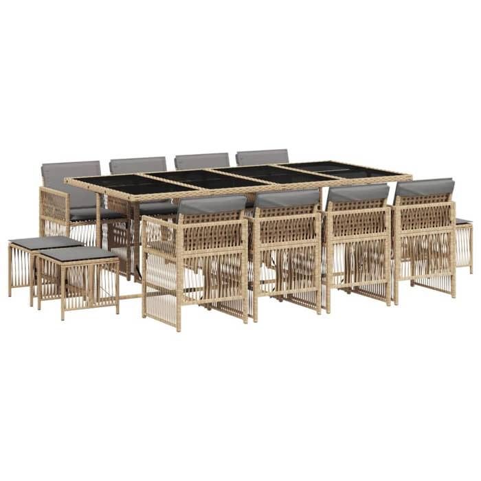 VidaXL 13-Piece Garden Dining Set with Cushions, Table and Folding Back Chairs, Outdoor Patio Furniture 3210984